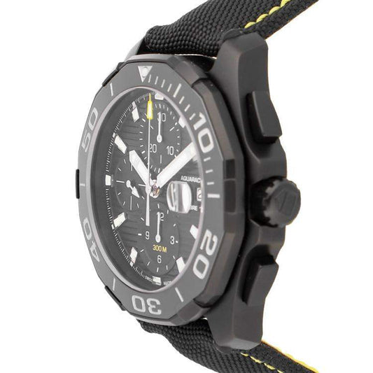 Tag Heuer Aquaracer Automatic Chronograph Special Edition Titanium Grey Dial Black Leather Strap Watch for Men - CAY218B.FC6370 Buy Now By Tag Heuer
