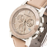 Shop Burberry The City Chronograph Rose Gold Dial Beige Leather Strap Watch For Women - BU9702 in USA