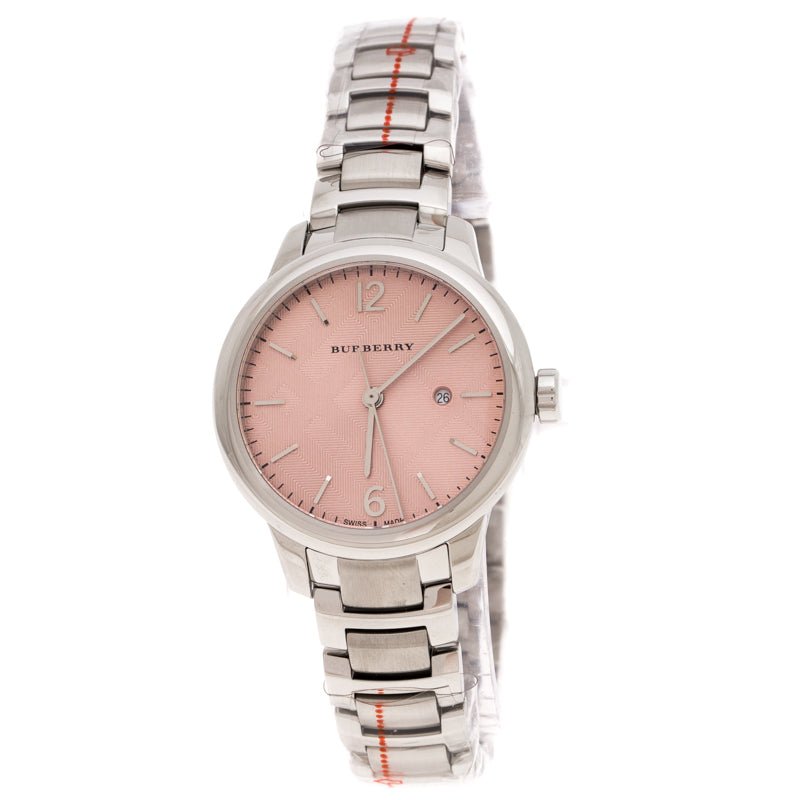 Shop Burberry The Classic Pink Dial Silver Steel Strap Watch for Women - BU10111 in USA