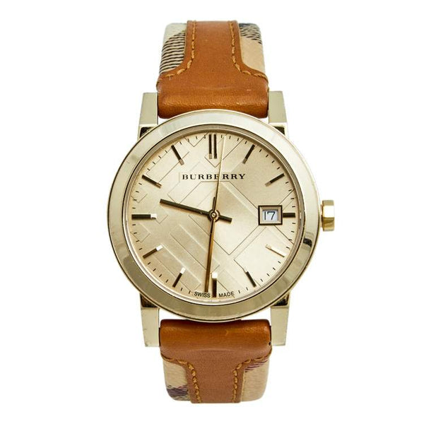 Burberry The City Gold Dial Brown Leather Strap Watch for Women - BU9133 Buy Now By Burberry