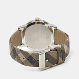 Burberry The City Smoke Dial Checked Brown Leather Strap Watch for Men - BU9358