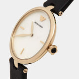 Emporio Armani Arianna Analog Silver Dial Black Leather Strap Watch For Women - AR11200 Buy Now By Emporio Armani