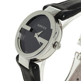 Gucci G Interlocking Black Dial Black Leather Strap Watch For Women - YA133301 Buy Now By Gucci