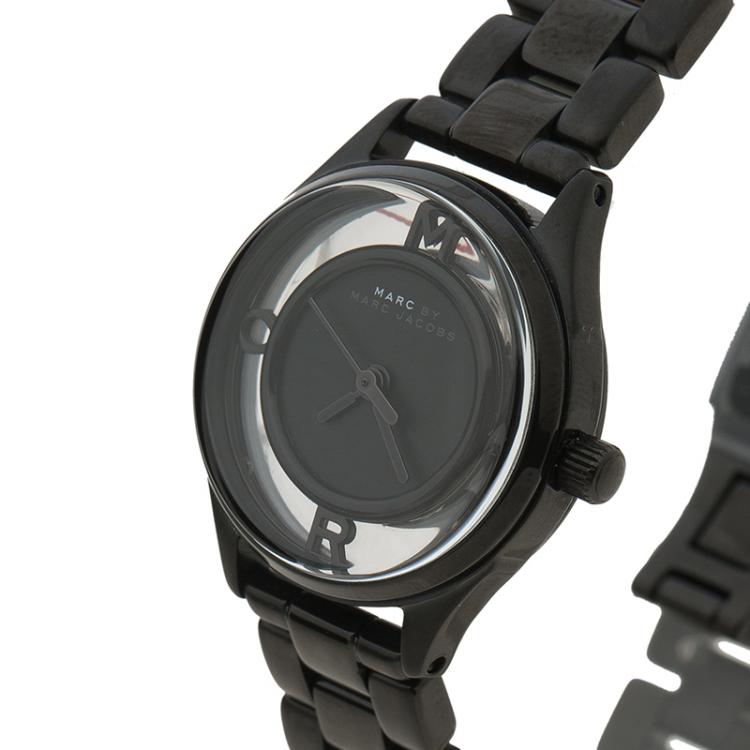 Marc Jacobs Tether Transparent Black Dial Black Steel Strap Watch for Women - MBM3415 Buy Now By Marc Jacobs