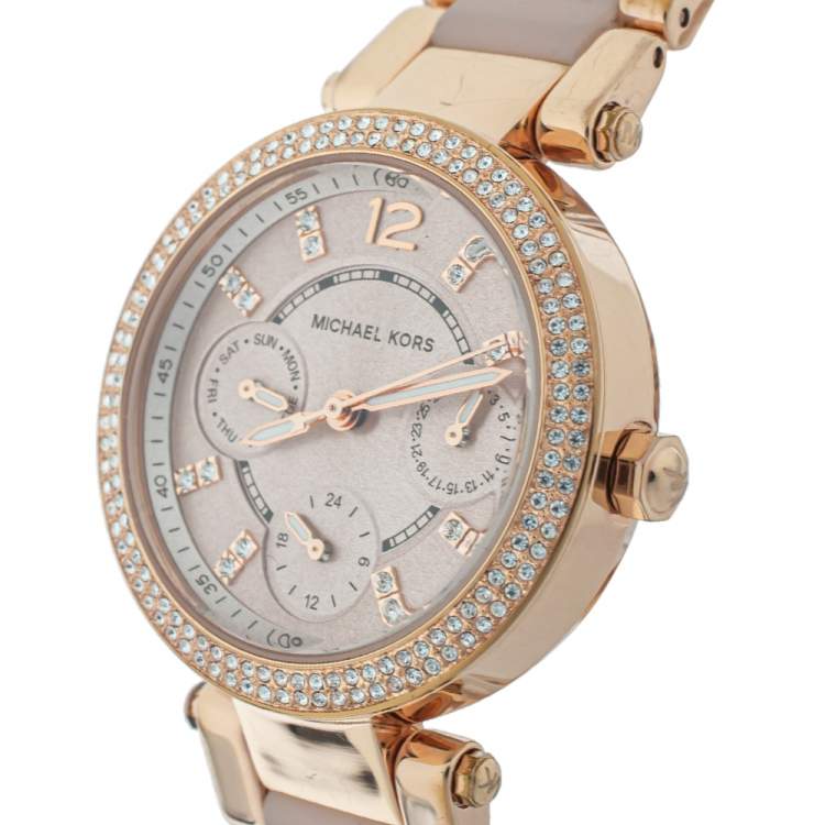 Michael Kors Parker Pink Dial Two Tone Steel Strap Watch for Women - MK6110 Buy Now By Michael Kors