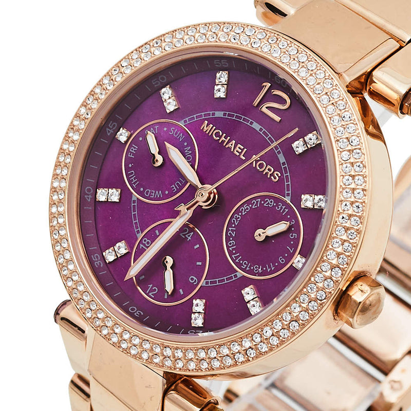 Michael Kors Parker Chronograph Purple Dial Rose Gold Steel Strap Watch For Women - MK6417 Buy Now By Michael Kors