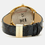 Versace Shadov Quartz Gold Dial Black Leather Strap Watch for Women - VEBM00318 Buy Now By Versace