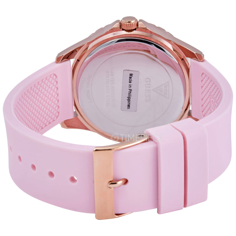 Shop Guess Sparkling Diamonds Pink Dial Pink Rubber Strap Watch for Women - W0032L9 in USA
