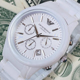 Emporio Armani Ceramica Chronograph White Dial White Strap Watch For Men - AR1453 Buy Now By Emporio Armani