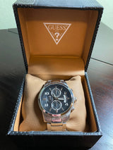 Guess Exec Chronograph Quartz Black Dial Silver Steel Strap Watch For Men - W0075G1 Buy Now By Guess