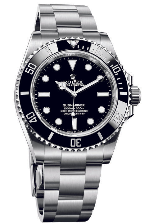 Shop Rolex Submariner Black Dial Silver Steel Strap Watch for Men - M124060-0001 in USA