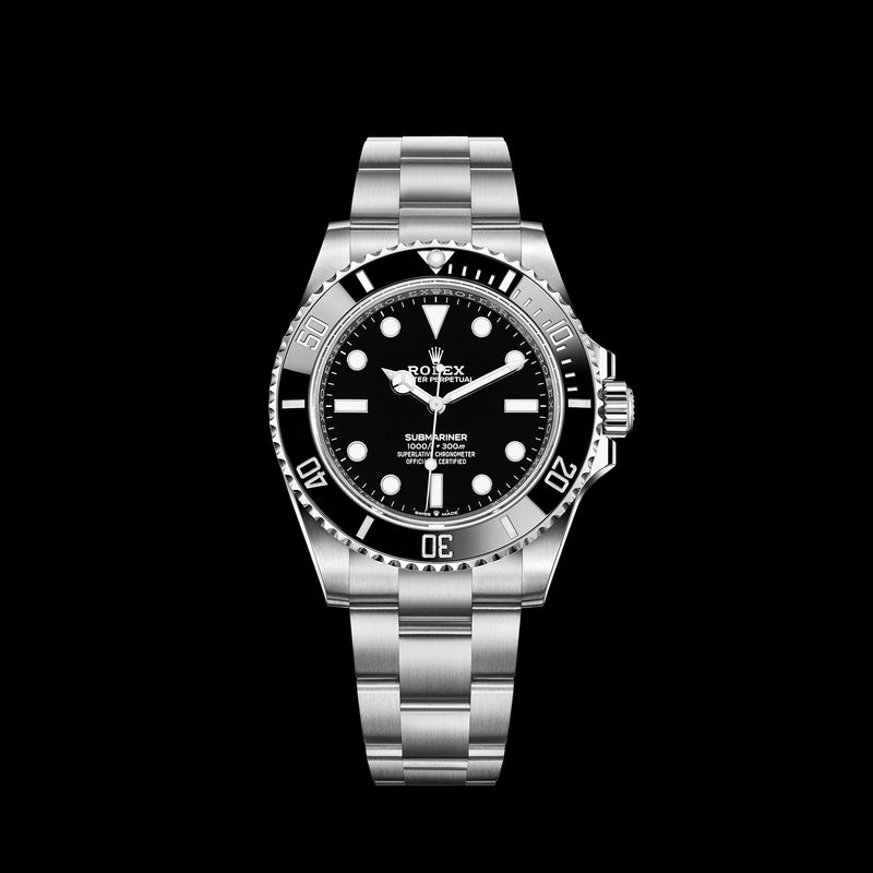 Shop Rolex Submariner Black Dial Silver Steel Strap Watch for Men - M124060-0001 in USA