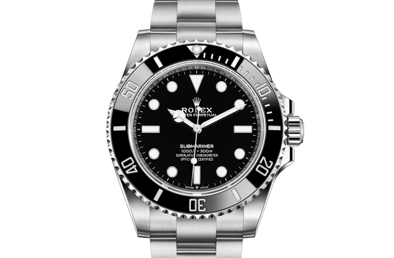 Shop Rolex Submariner Black Dial Silver Steel Strap Watch for Men - M124060-0001 in USA