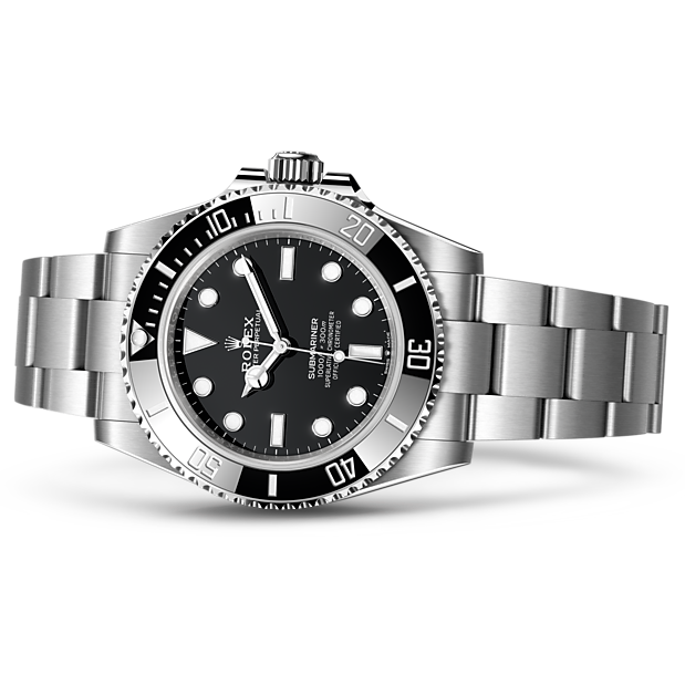 Rolex Submariner Black Dial Silver Steel Strap Watch for Men - M124060-0001