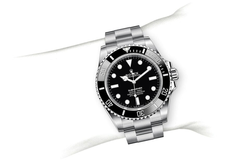 Rolex Submariner Black Dial Silver Steel Strap Watch for Men - M124060-0001