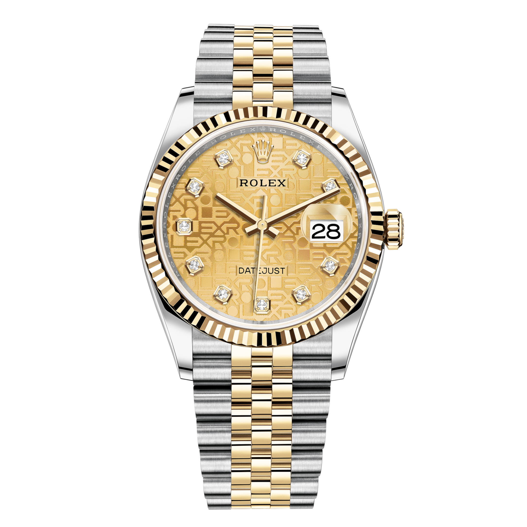 Rolex Datejust 36 Diamonds 18K Gold Dial Two Tone Steel Strap Watch for Men - M126233-0033