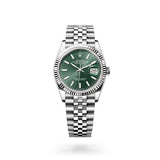 Shop Rolex Datejust 41 Oyster Mint Green Dial Oyster Steel & White Gold Strap Watch for Men - M126334-0028 in USA