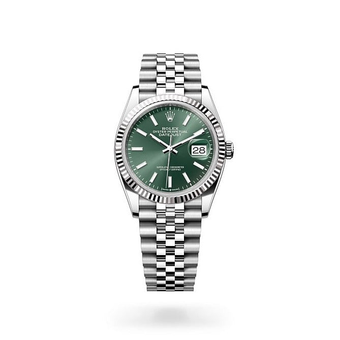 Shop Rolex Datejust 41 Oyster Mint Green Dial Oyster Steel & White Gold Strap Watch for Men - M126334-0028 in USA