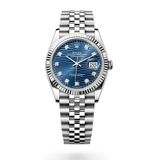 Shop Rolex Datejust 36 Oyster Blue Dial Two Tone Oystersteel White Gold Strap Watch for Men - M126234-0057 in USA