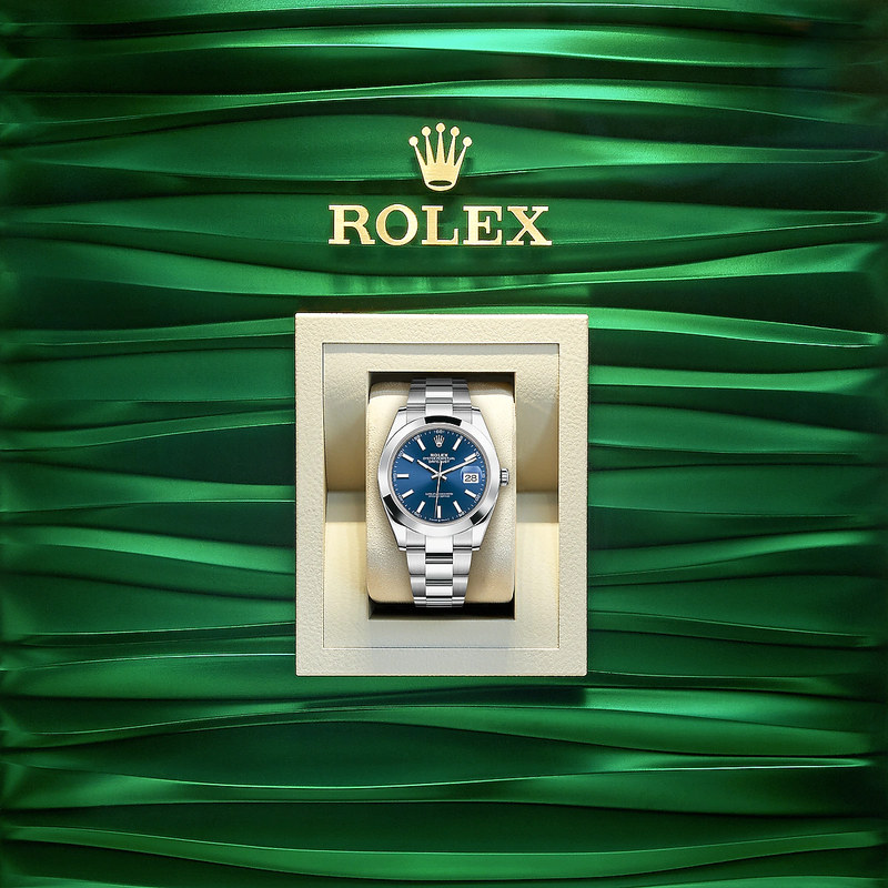 Shop Rolex Datejust 41 Oyster Blue Dial Oystersteel Strap Watch for Men - M126300-0001 in USA