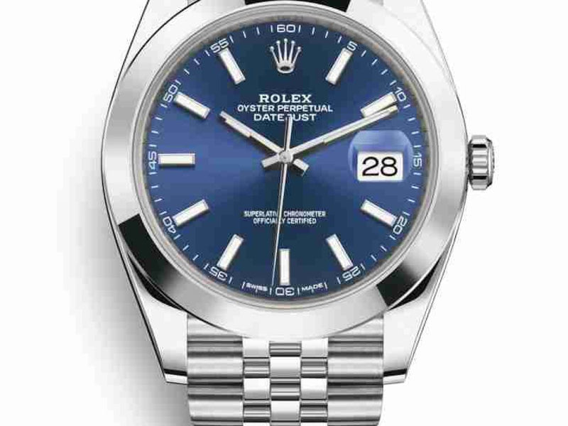 Shop Rolex Datejust 41 Oyster Blue Dial Silver Oystersteel Jubilee Bracelet Watch for Men - M126300-0002 in USA
