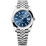 Shop Rolex Datejust 41 Oyster Blue Dial Silver Oystersteel Jubilee Bracelet Watch for Men - M126300-0002 in USA