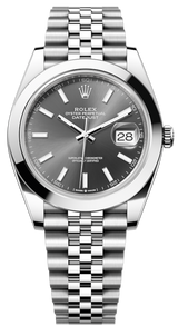 Shop Rolex Datejust 41 Oyster Grey Dial Silver Oystersteel Bracelet Watch for Men - M126300-0008 in USA