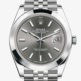 Shop Rolex Datejust 41 Oyster Grey Dial Silver Oystersteel Bracelet Watch for Men - M126300-0008 in USA