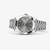 Shop Rolex Datejust 41 Oyster Grey Dial Silver Oystersteel Bracelet Watch for Men - M126300-0008 in USA