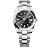 Shop Rolex Datejust 41 Oyster Black Dial Silver Oystersteel Strap Watch for Men - M126300-0011 in USA