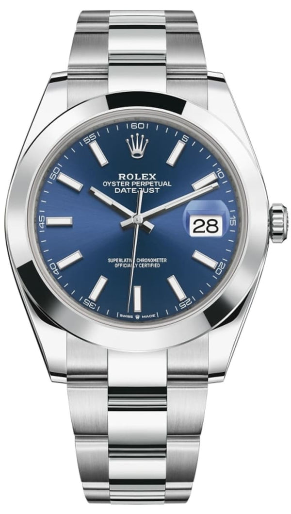 Rolex Datejust 41 Oyster Blue Dial Oystersteel Strap Watch for Men - M126300-0001