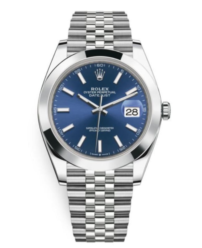 Shop Rolex Datejust 41 Oyster Blue Dial Silver Oystersteel Jubilee Bracelet Watch for Men - M126300-0002 in USA