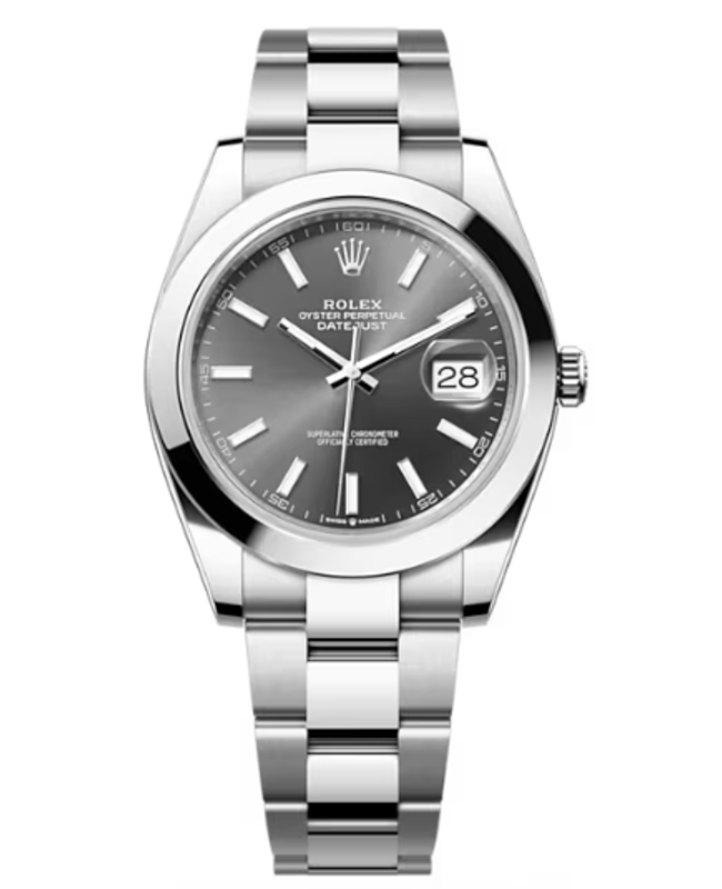 Shop Rolex Datejust 41 Oyster Grey Dial Oystersteel Strap Watch for Men - M126300-0007 in USA