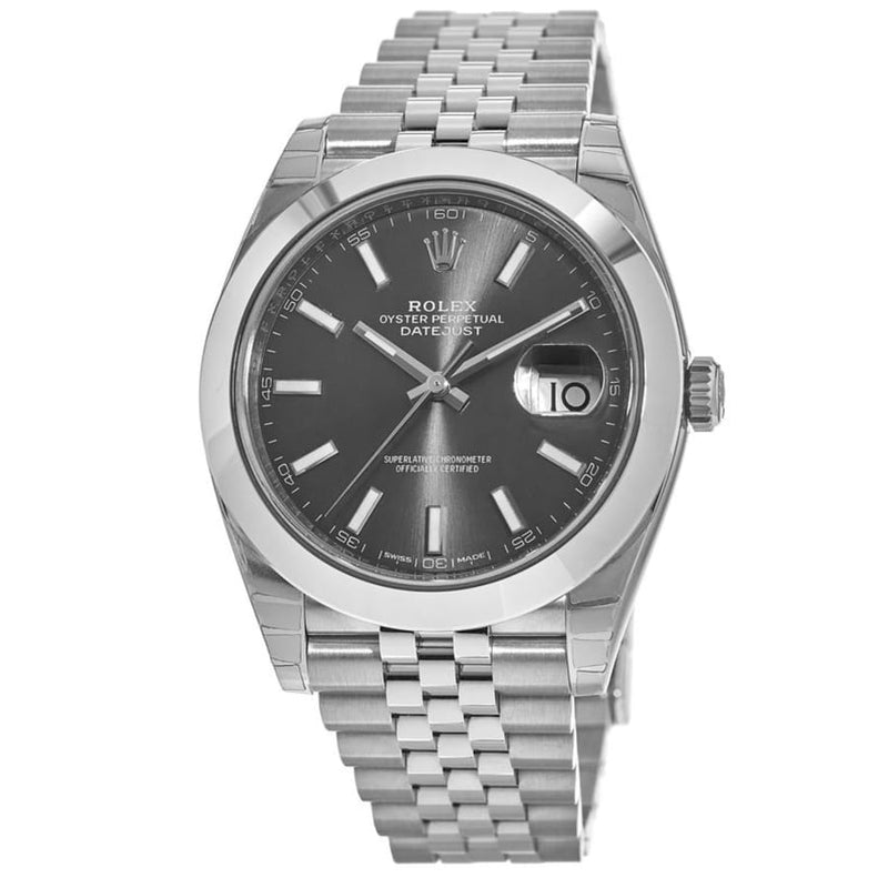Shop Rolex Datejust 41 Oyster Grey Dial Silver Oystersteel Bracelet Watch for Men - M126300-0008 in USA