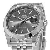 Shop Rolex Datejust 41 Oyster Grey Dial Silver Oystersteel Bracelet Watch for Men - M126300-0008 in USA