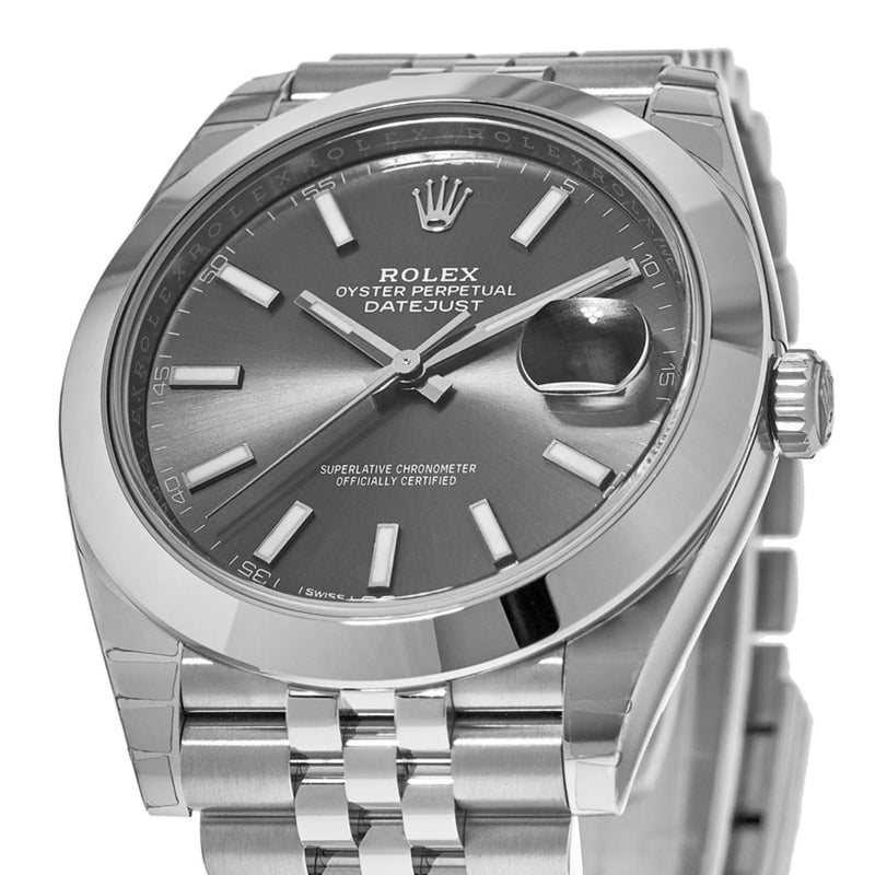 Shop Rolex Datejust 41 Oyster Grey Dial Silver Oystersteel Bracelet Watch for Men - M126300-0008 in USA