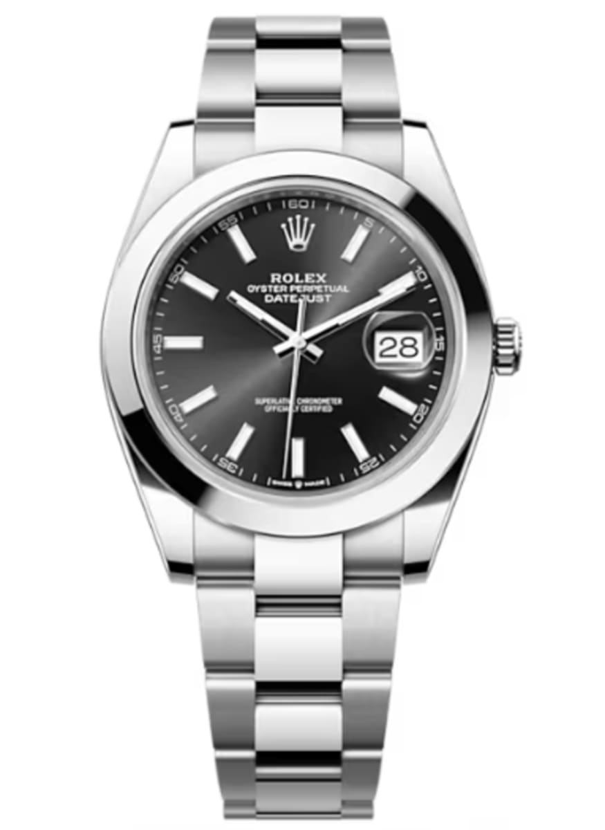 Rolex Datejust 41 Oyster Black Dial Silver Oystersteel Strap Watch for Men - M126300-0011