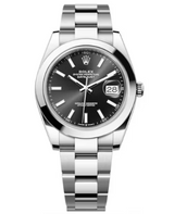 Shop Rolex Datejust 41 Oyster Black Dial Silver Oystersteel Strap Watch for Men - M126300-0011 in USA
