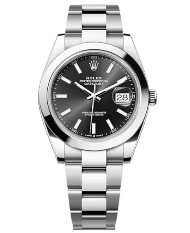 Shop Rolex Datejust 41 Oyster Black Dial Silver Oystersteel Strap Watch for Men - M126300-0011 in USA