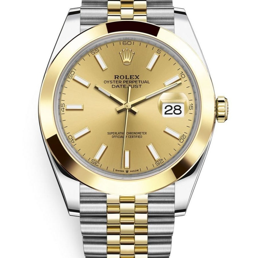 Rolex Datejust 41 Oyster Gold Dial Two Tone Oystersteel & Yellow Gold Jubilee Bracelet Watch for Men - M126303-0010