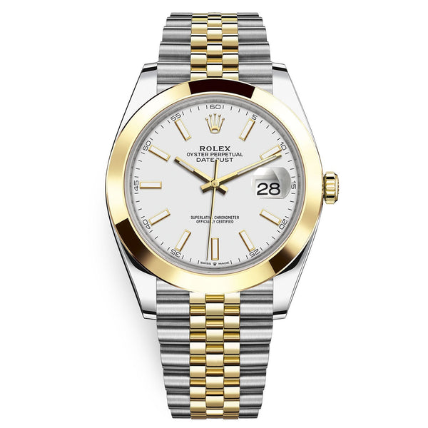 Shop Rolex Datejust 41 Oyster White Dial Two Tone Oystersteel & Yellow Gold Strap Watch for Men - M126303-0016 in USA