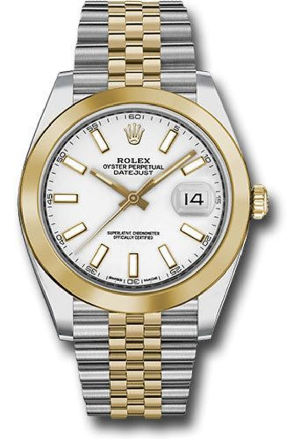Shop Rolex Datejust 41 Oyster White Dial Two Tone Oystersteel & Yellow Gold Strap Watch for Men - M126303-0016 in USA