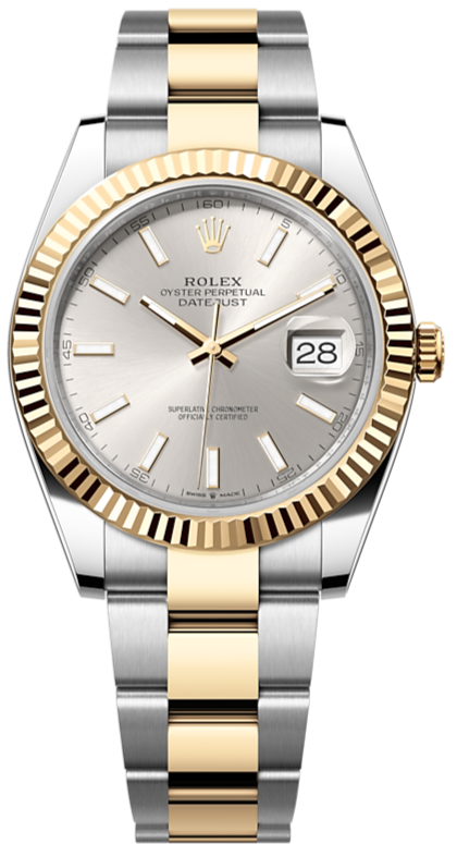 Shop Rolex Datejust 41 Oyster Silver Dial Two Tone Oystersteel & Yellow Gold Strap Watch for Men - M126333-0001 in USA