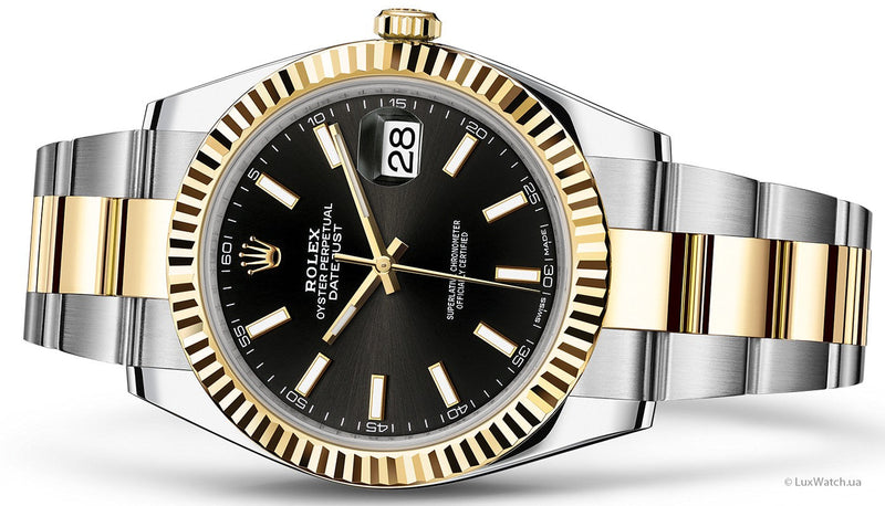Shop Rolex Datejust 41 Black Dial Two Tone Oystersteel White Gold Strap Watch for Men - M126333-0013 in USA