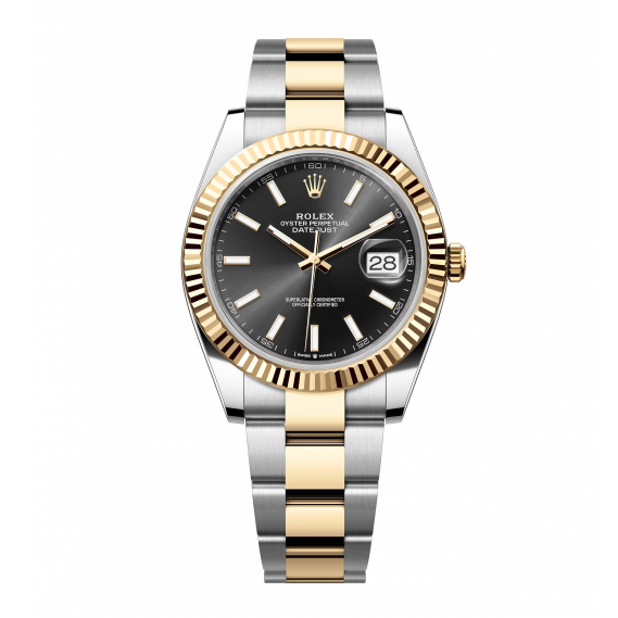 Shop Rolex Datejust 41 Black Dial Two Tone Oystersteel White Gold Strap Watch for Men - M126333-0013 in USA