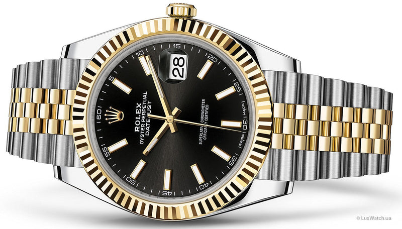 Shop Rolex Datejust 41 Oyster Black Dial Two Tone Jubilee Bracelet Watch for Men - M126333-0014 in USA