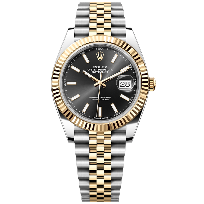 Shop Rolex Datejust 41 Oyster Black Dial Two Tone Jubilee Bracelet Watch for Men - M126333-0014 in USA