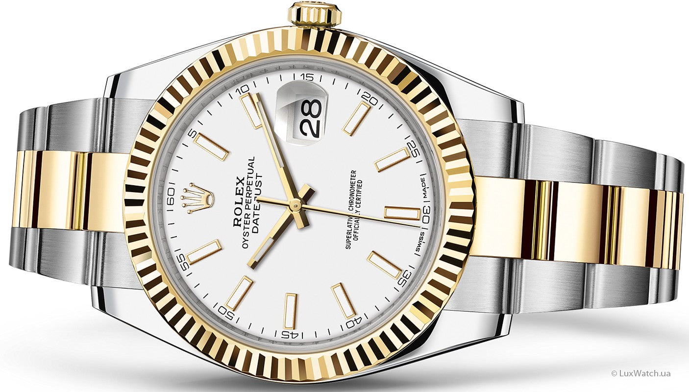 Rolex Datejust 41 Oyster White Dial Two Tone Oystersteel & Yellow Gold Strap Watch for Men - M126333-0015