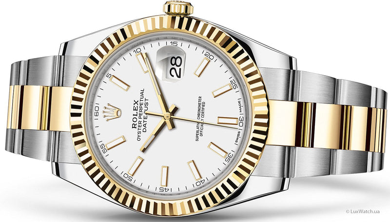 Shop Rolex Datejust 41 Oyster White Dial Two Tone Oystersteel & Yellow Gold Strap Watch for Men - M126333-0015 in USA