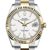 Shop Rolex Datejust 41 Oyster White Dial Two Tone Oystersteel & Yellow Gold Strap Watch for Men - M126333-0015 in USA